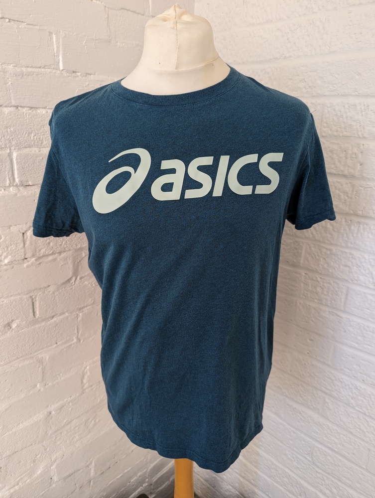 Asics Crew Neck T Shirt - Size M - Green - Cotton - P2P 21" - Picture 1 of 6